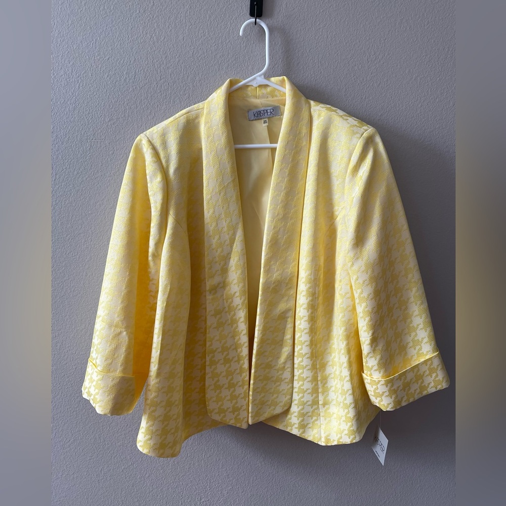 NWT KASPER Houndstooth Yellow Jacket Plus Size 22W
